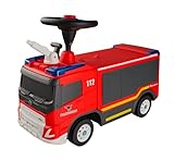 BIG Feuerwehr Rutschauto ab 2 Jahre - großes Feuerwehrauto zum Fahren und Spielen mit Hupe und Wasserspritzfunktion (bis 6 Meter), Rutschfahrzeug für Kinder von 2-5 Jahre (max. 50 kg)