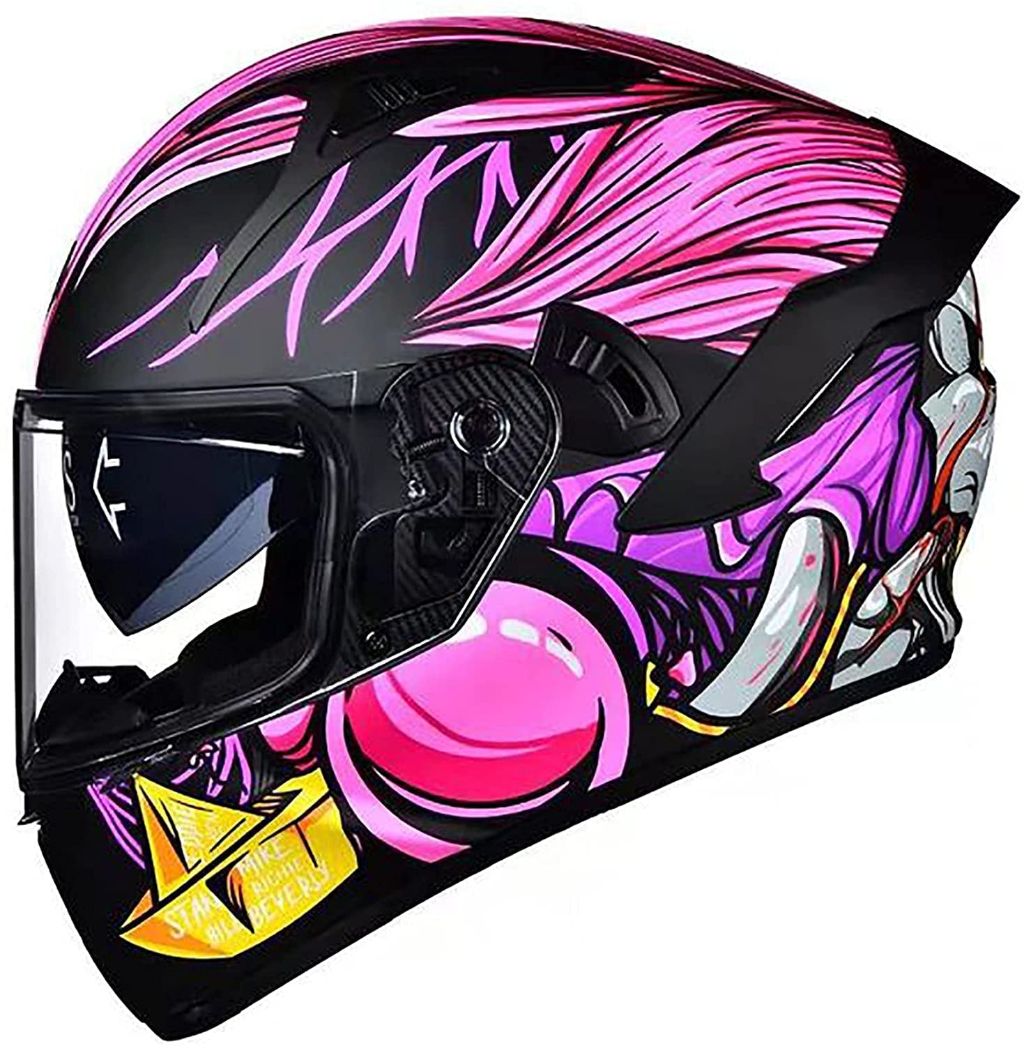 OOMEI Integralhelm Motorradhelm Mit Doppelvisier Racing Helm Klapphelm Mopehelm Rollerhelm ECE Zertifiziert Motorrad Fullface Helm Für Damen Herren Mit Bluetooth Slot (Color : J, Größe : M=55-57cm)