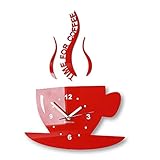 TASSE Time for coffee (Zeit für Kaffee) Moderne Küche Wanduhr rot, 3d römisch, wanduhr deko