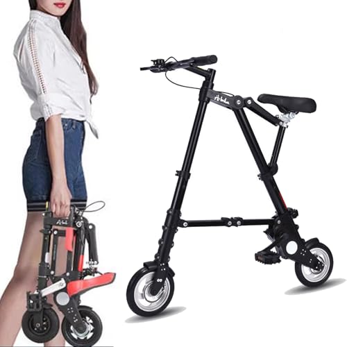 SJDUYD Faltrad für Erwachsene, faltbares, kompaktes Faltrad, 10,4-Zoll-Fahrrad mit Aluminiumrädern, tragbares Mini-Fahrrad mit leichtem Rahmen, Citybike black