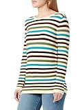 TOM TAILOR Damen Basic Strickpullover aus Bio-Baumwolle, 30725 - Teal Blue Butter Stripe, M