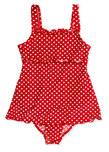 Playshoes Mädchen Badeanzug , gepunktet UV-Schutz nach Standard 801 und Oeko-Tex Standard 100 Badeanzug mit Rock in rot mit weißen Punkten 461035, Gr. 134-140, Rot(8 rot)