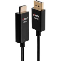 Lindy - Videokabel - DisplayPort / HDMI - DisplayPort (M) bis HDMI (M) - 3,0m - abgeschirmt - Schwarz - rund, 4K Unterstützung, aktiver Chip (40927)