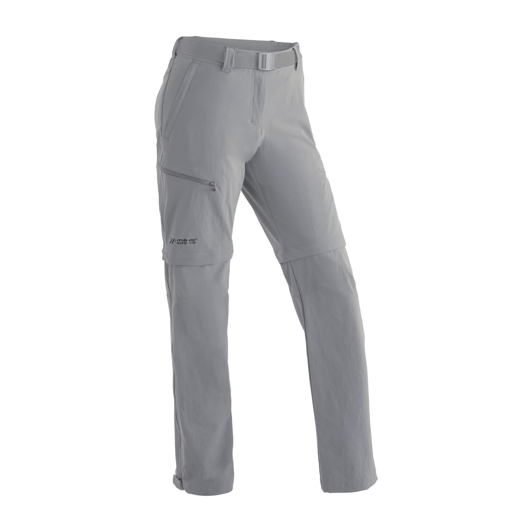 Maier Sports Nata, Damen Wanderhose, Wasserabweisende Outdoorhose für Trekking und Hiking, Praktische T-Zipp-off-Funktion, PFC-frei, mSTRETCH pro 4 & Dryprotec, Grau, 42 (W33/L32)