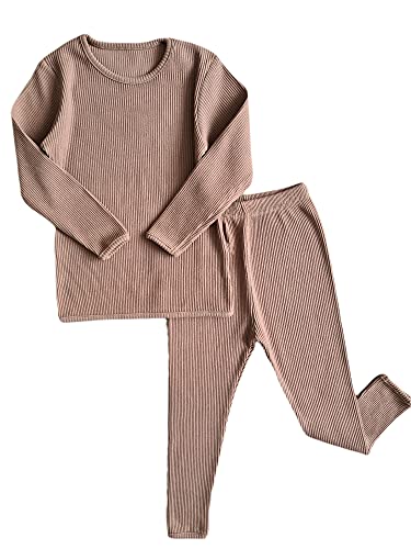 DreamBuy 20 Farben Gerippter Pyjama / Trainingsanzug / Loungewear Unisex Jungen und Mädchen Pyjamas Babykleidung Pyjamas für Frauen und Herren Pyjamas (XS, Kekse)