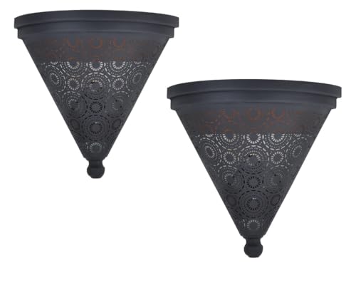 2er Set Marrakesch Orientalische Lampe Wandleuchte aus Metall Wandlampe Leuchte Firas 31cm schwarz als Wanddeko (Firas Schwarz, 2 Stück)