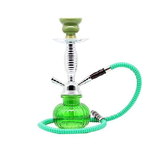 QZH 11" Premium 1 Schlauch Shisha Komplettset Mini Kürbis Shisha Glasvase, viele Farben sind erhältlich,Grün