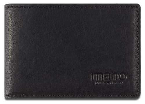 mano Don Simon Minigeldbörse Herren Leder – Portemonnaie Herren Querformat in Schwarz – Geldbeutel Portmonee Wallet Brieftasche Männer