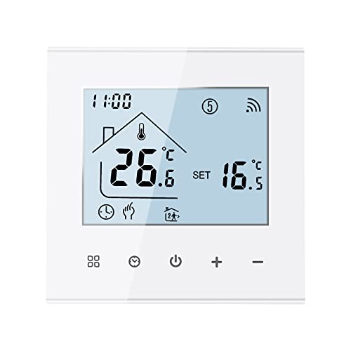 MincoHome Smart Thermostat Energie sparen WiFi Digitales Raumthermostat Fußbodenheizung Temperaturregler Kompatibel Amazon Alexa, Google Assistant (Weißes elektrisches Heizgerät)