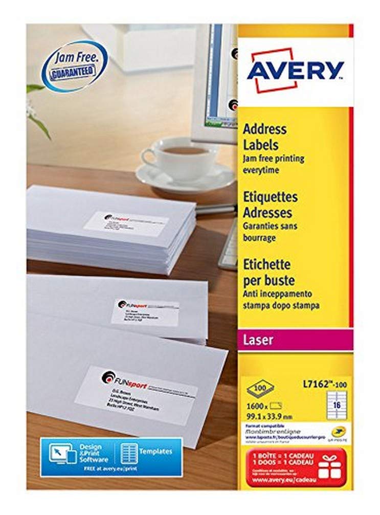 Adressetikett Avery Quickpeel 99.1x33.9 Weiß 100 Blatt 16 Etiketten pro Blatt