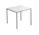 SCHÄFER SHOP Pure Schreibtisch, Quadratrohrfuß Arbeitstisch, B 80 x T 70 x H 72 cm, Bürotisch mit Tischplatte, Mehrzwecktisch quadratisch in lichtgrau/Gestell in weißaluminium