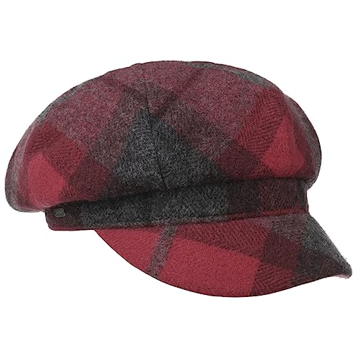 McBurn Tevere Karo Damen Newsboy Cap - Made in Italy Ballonkappe Damenmütze Schildmütze mit Schirm, Futter Herbst-Winter - One Size rot