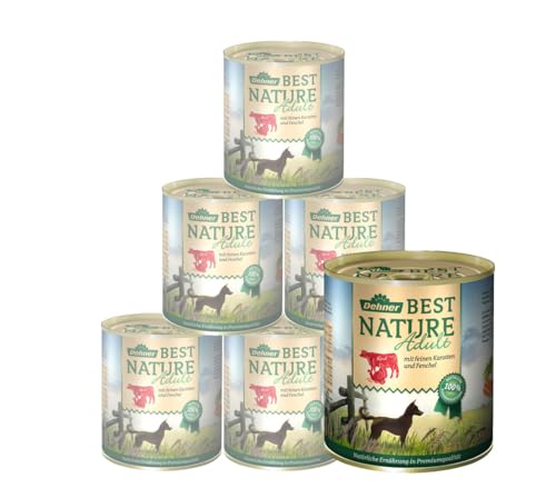 Dehner Best Nature Hundefutter Adult, Rind und Pute mit Karotten, 6 x 800 g (4.8 kg)