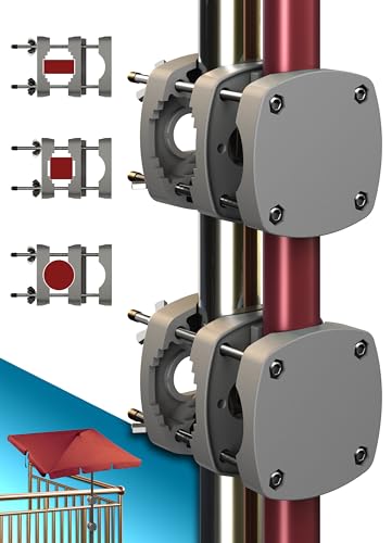 4smile Sonnenschirmhalter Balkongeländer SunnyBoy - 2er Set, Anthrazit - Sonnenschirm Halterung Balkon, flexibel verwendbar - Schirmhalterung Balkongeländer ersetzt Sonnenschirmständer Balkon