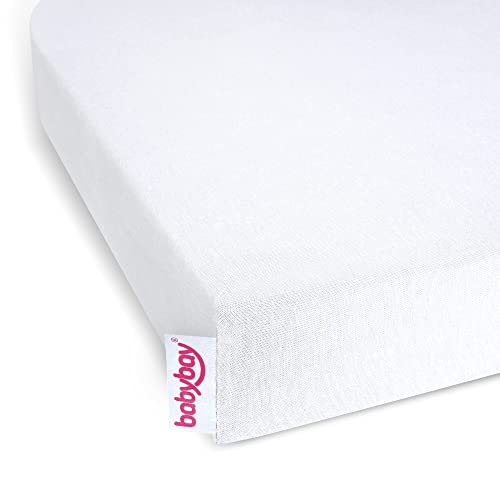 babybay Jersey Spannbetttuch Deluxe Organic Cotton passend für Modell Matratze Kinderbett-Umbausatz Original, Maxi und Boxspring, weiß