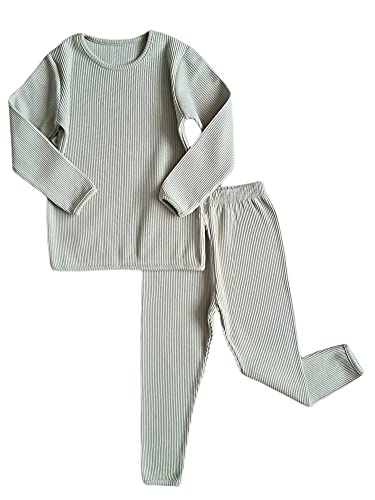 DreamBuy 20 Farben Gerippter Pyjama / Trainingsanzug / Loungewear Unisex Jungen und Mädchen Pyjamas Babykleidung Pyjamas für Frauen und Herren Pyjamas (L, Salbei)