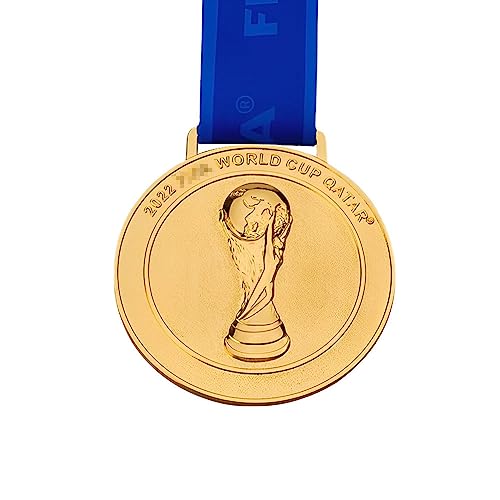 MCBEAN Goldmedaille der Weltmeisterschaft in Katar, Nachbildung des Fußballmeisters, Medaillen, Fußball-Denkmal, Fan-Geschenk, 7,6 cm breites blaues Band mit V-Ausschnitt