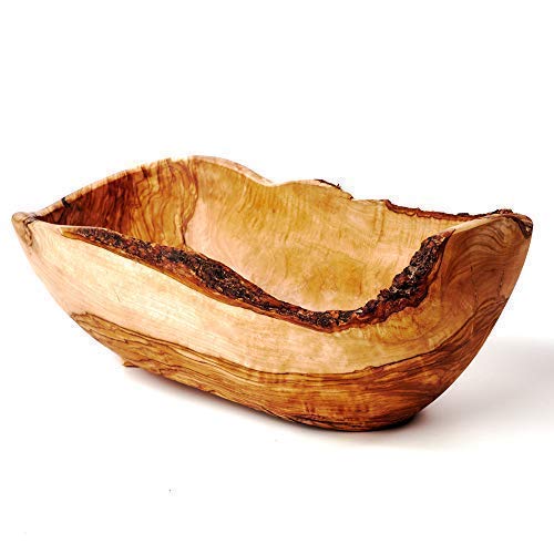 Olivenholzschale, länglich mit, so weit möglich, naturbelassenen Rand -oval- 20cm