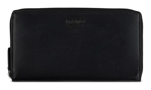 mano Don Andrea RFID Long Lady Wallet with Zip Black