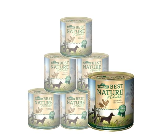 Dehner Best Nature Hundefutter Adult, Huhn und Kaninchen mit Nudeln, 6 x 800 g (4.8 kg)