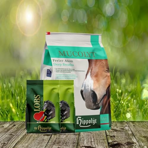 St. Hippolyt Mucolyt 5 kg und wir schenken Ihrem Pferd 2 x 1 kg Happy Horse Lecker Snacks