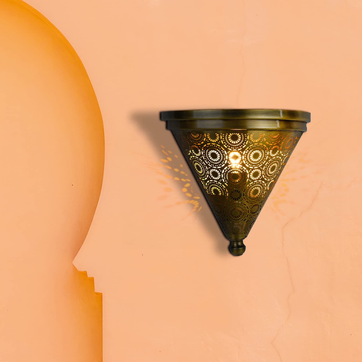 Marrakesch Orientalische Lampe Wandleuchte aus Metall Wandlampe Leuchte Firas Gold 31cm als Wanddeko