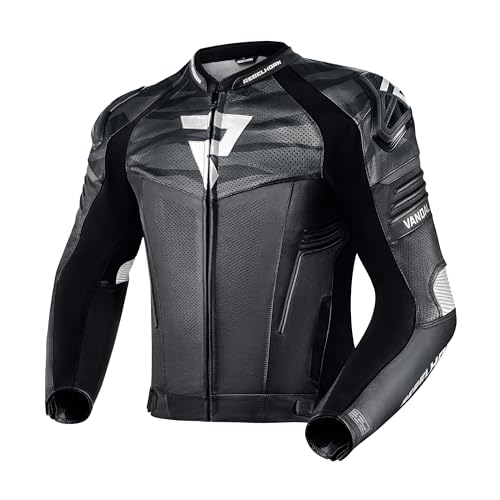 REBELHORN Vandal Motorradjacke Herren | Rindsleder | Ellbogen und Schulterprotektoren Stufe 2 | Schulterschieber | Softshell In&Out Weste | Perforierte Belüftungspaneele