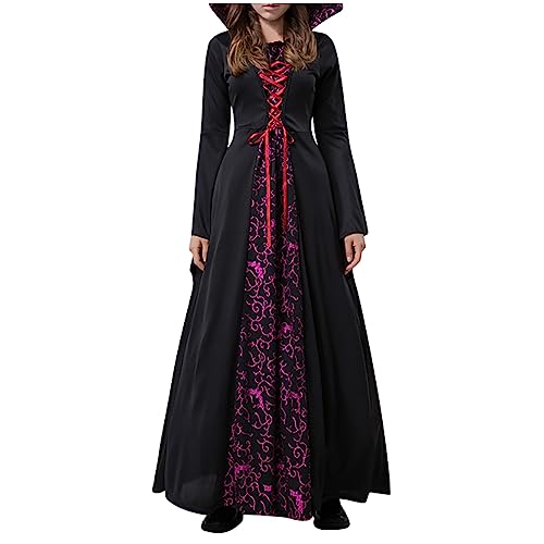 Halloween-Kostüm für Damen, Renaissance-Kleider mit Korsett, mittelalterliche Kostüme, Hexenkönigin, Überkleid, Cosplay-Outfits