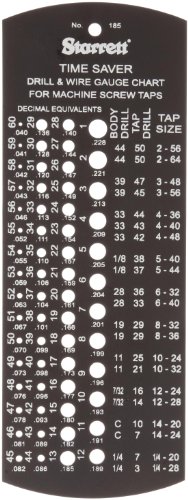 Starrett 185 zeitsparende Gewindebohrer- und Bohrerlehre, Gewindebohrergrößenbereich von 2-56 bis 1/4-28