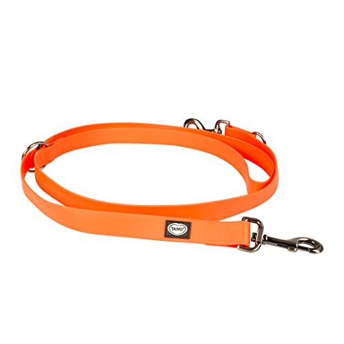 duvoplus, Duo-Hundeleine, wasserfest, Serie EXPLOR South, weiches Futter aus Neopren, Größe 200 cm/25 mm, Neonorange, ideal für Spaziergänge und abenteuerliche Expeditionen