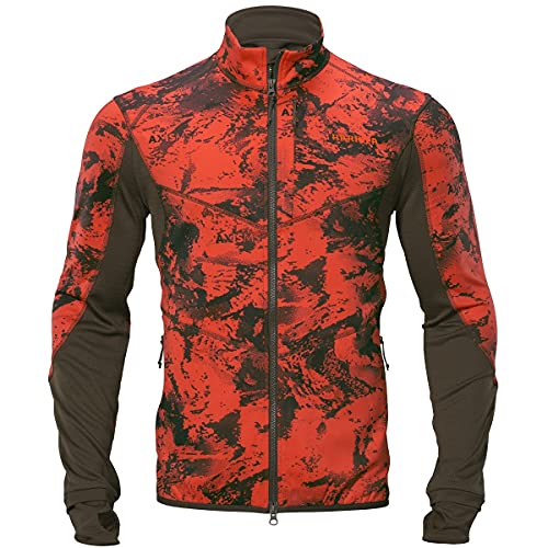 Härkila Wildboar Pro Camo Fleecejacke - Jagdjacke Fleece Drückjagd - Warnjacke Jagd Camouflage - Jacke für Jäger Wildboar orange / Shadow brown, Größe:L