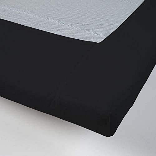 DayDream bedwear Spannbetttücher Non Iron Schwarz, Baumwolle, 180 x 210 cm