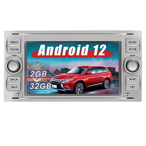 AWESAFE Android Radio für Ford Focus Mondeo S-Max C-Max Galaxy, Android 12 Radio 2GB+32GB mit Navi Carplay Android Auto Bluetooth FM RDS - Silber