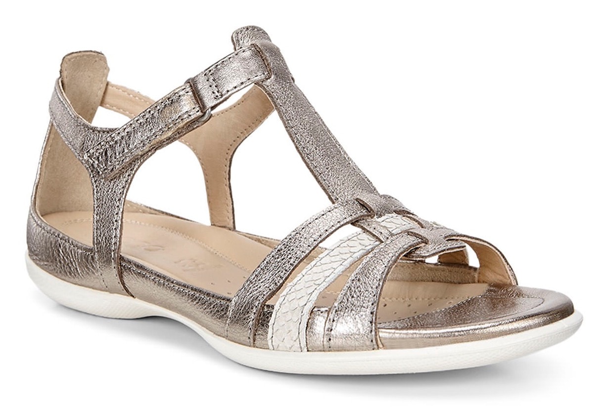 Ecco Riemchensandale "FLASH", Sommerschuh, Sandalette, Klettschuh, im Metallic-Look