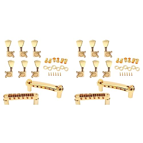 Yangyou 2 Set Gold Saiten Sattel Melodie-O- Brücke & Saitenhalter für Gb Lp Stil Electrisch Gitarre