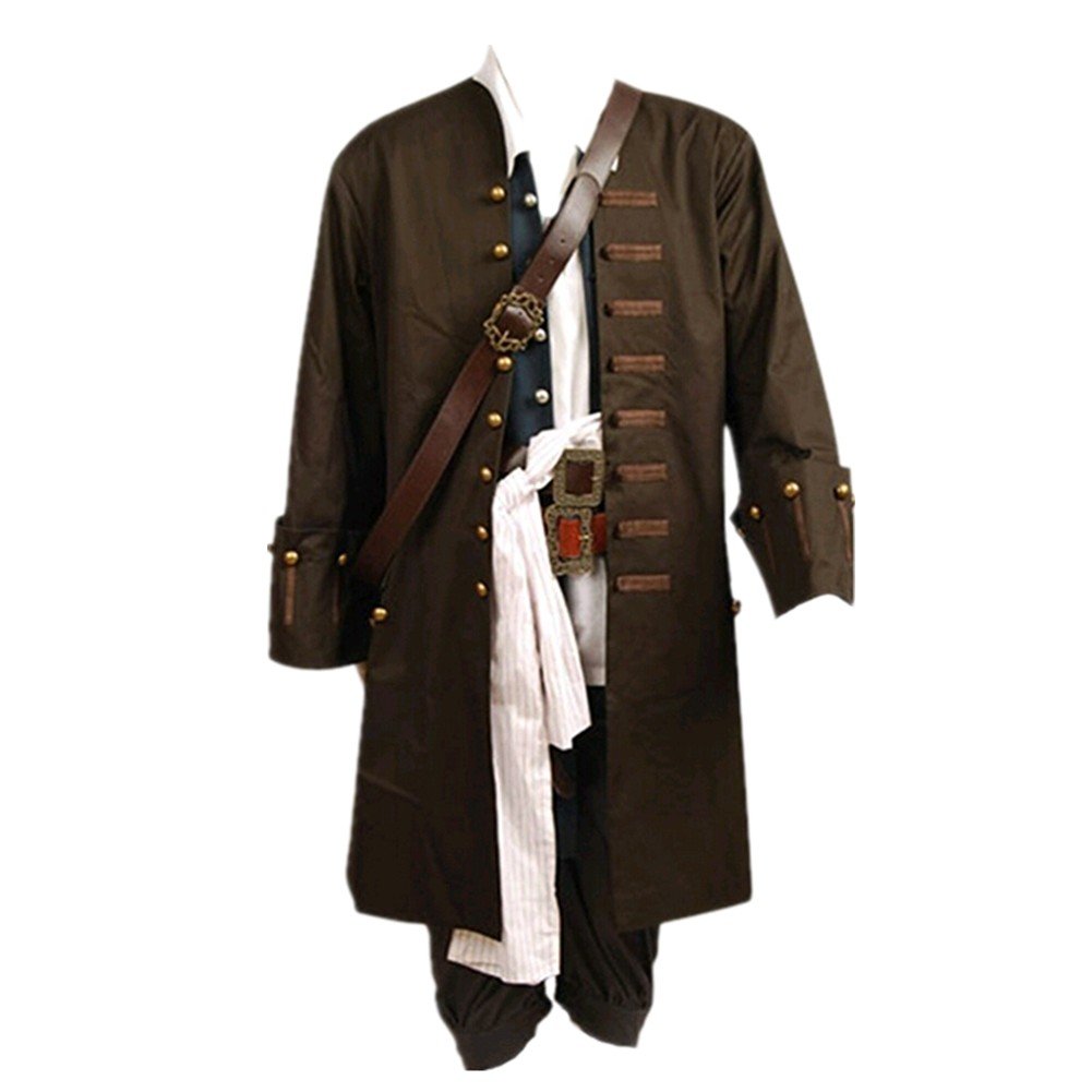 Harrypetter Piraten Kapitän Kostüm Herren Halloween Karneval Cosplay Kostüm Hochsee Buccaneer Fasching Komplettset Gr. L, Komplettset