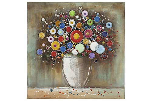 GILDE Gemälde Bild Blumenstrauß - Deko Wohnzimmer - mehrfarbig auf Leinwand - 80 x 80 cm