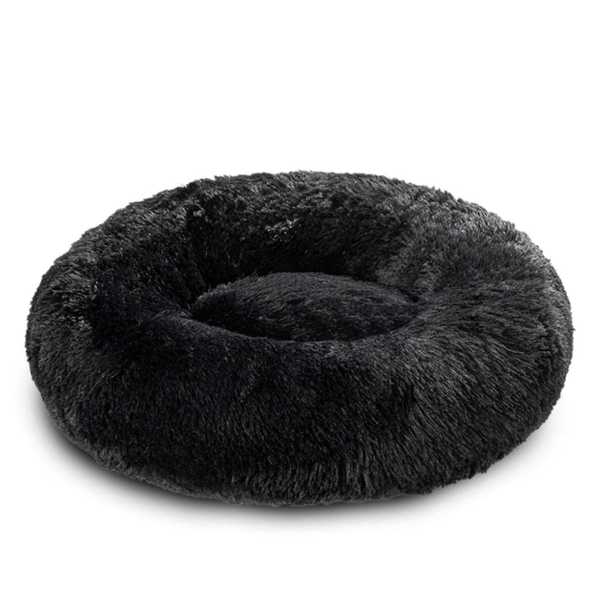 NIQIU Weicher Langer Plüsch Bestes Haustierbett Fluffy Hundebett XXL XL für große Hunde Runde Katzenmatte Waschbares Haustierproduktzubehör-Schwarz,L-70CM,China