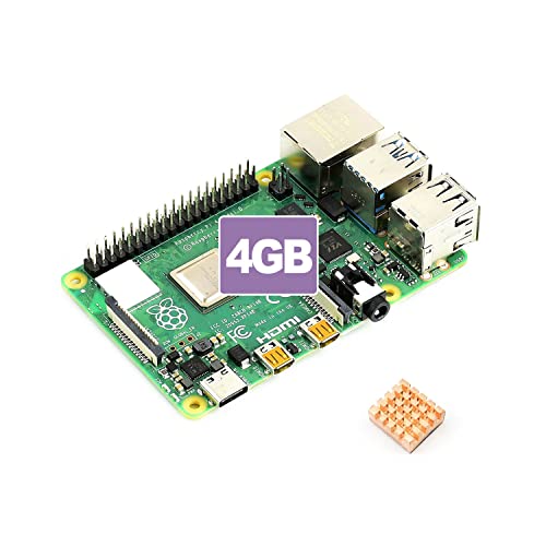 Waveshare Accessory Compatible with Raspberry Pi 4 Model B 4GB RAM with Powerful Processor Faster Networking Support Dual 4K Output and Different Choice of RAM Comes with a Copper Heat Sink