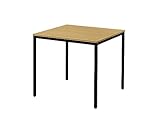 SCHÄFER SHOP Pure Schreibtisch, Quadratrohrfuß Arbeitstisch, B 80 x T 80 x H 72 cm, Bürotisch mit Tischplatte, Mehrzwecktisch quadratisch in Buche/Gestell in schwarz