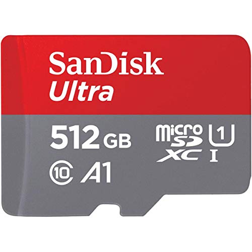 SanDisk Ultra 512GB Microsdxc Speicherkarte + Adapter bis zu 100 MB/Sek, Class 10, U1, A1