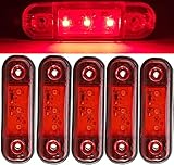 LED-Seitenmarkierungsleuchten, 10 STÜCKE 3 LED Auto Car Truck Trailer Caravan Seitenmarkierungsleuchte 12V 24V für Truck Trailer Van Caravan (Rot)