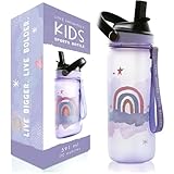 Live Infinitely Kinder-Wasserflasche mit Strohhalm, spülmaschinenfest, BPA-frei, 590 ml, Regenbogenfarben