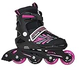 Inliner Skate Soft Kinder Jugend Damen Größenverstellung 5 Größen verstellbar (37-41, Stripes pink)