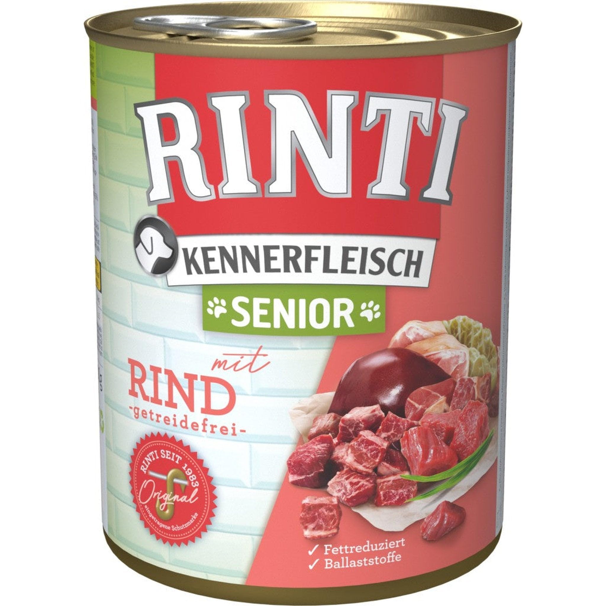 Rinti Kennerfleisch Senior Rind 800g - Sie erhalten 12 Packung/en; Packungsinhalt 0,8 kg