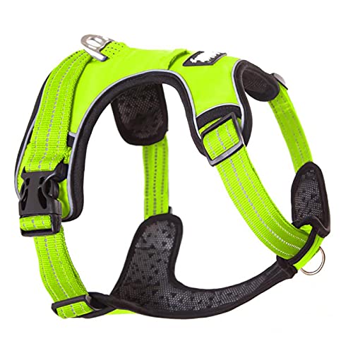 Strong Pet Dog Harness for Dog Training Vest Medium and Large Dogs Adjustable Outdoor Protective Harness Collar Bulldog M Green