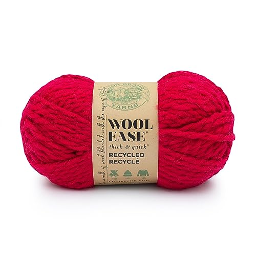 Lion Brand Yarn Wool-Ease T&Q Recycled, sperriges Garn zum Häkeln, Rot, 1 Packung