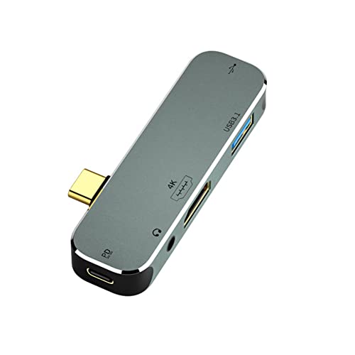 AZURAOKEY Typ-C-Verlänrungshub, 6-in-1-PC-Typ-C-Hub 3,55 mm P00W USB3.0/USB2.0/USB3.1 HD-kompatibl Laptop-Splitter-Zubehör