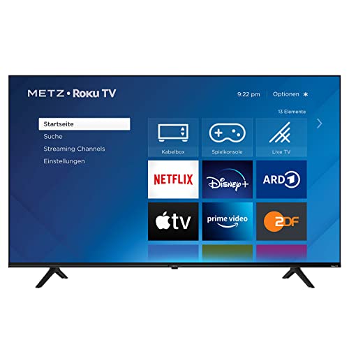 METZ Blue Roku TV | 4K UHD Smart TV | 55 Zoll | 139 cm | Fernseher mit Triple Tuner | TV mit WLAN | LAN | HDMI | USB | HDTV | Netflix | Prime | Disney + | AppleTV + UVM.