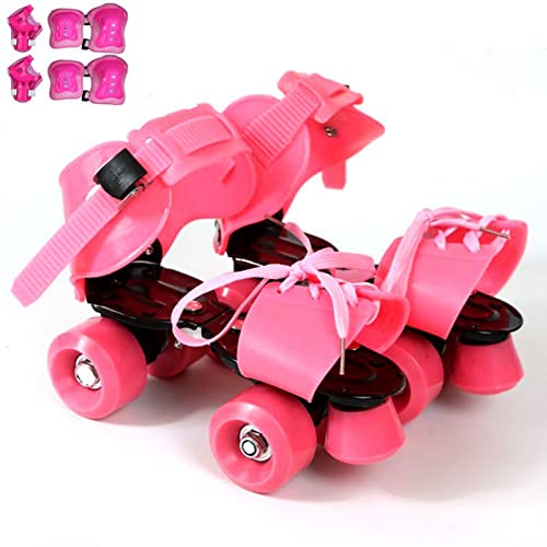 Rollschuhe Kinder Mädchen, Verstellbare Größe 28-40 Rollschuhe Für Kinder Jungen, Rollerskates-schuhe Für 6-10 Jahre Mit Schutzausrüstung,Pink-set2